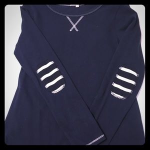 GAP Navy and White Sweatshirt with Elbow Patches